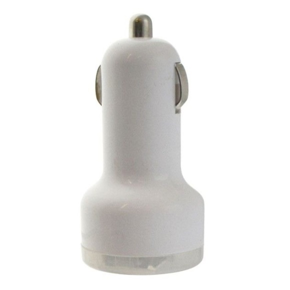 White Dual USB Universal Adapter Car Charger - Picture 3 of 11